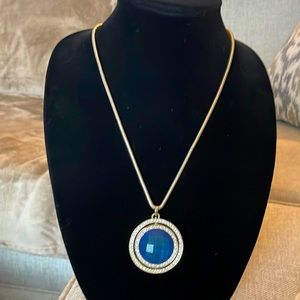 4 in One Necklace, Blue Stone or Black Stone with Adjustable Gold Chain